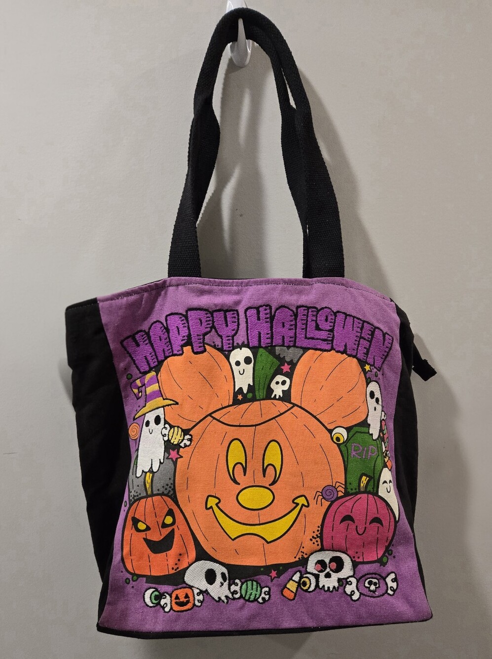 Disney Halloween Pumpkin Graphic Tote Bag - Purple & Black